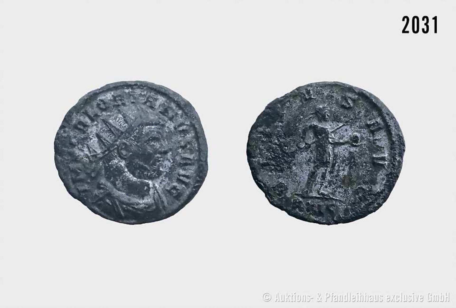 Römische Kaiserzeit, Florianus (276), Antoninian, Rom. Vs. IMP C FLORIANVS AVG, gepanzerte