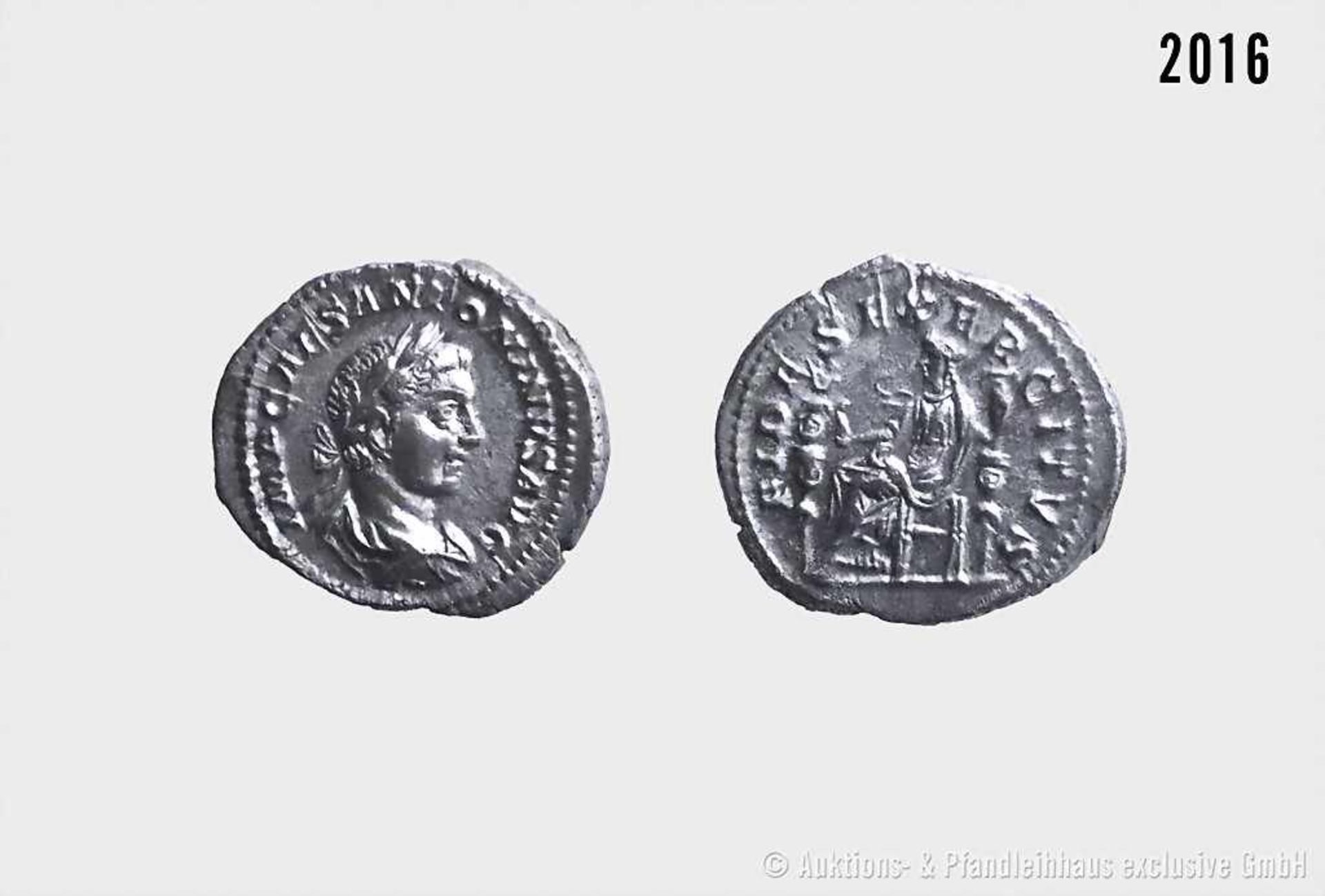 Römische Kaiserzeit, Elagabal (218-222), Denar, Rom. Vs. IMP CAES ANTONINVS AVG, gepanzerte Büste