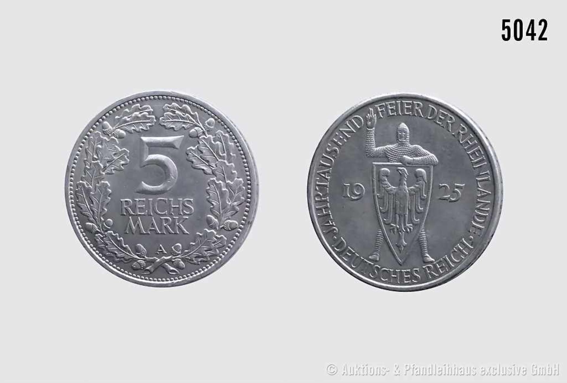 Deutsches Reich (Weimarer Republik), 5 Reichsmark 1925 A, Gedenkmünze auf die Jahrtausendfeier der