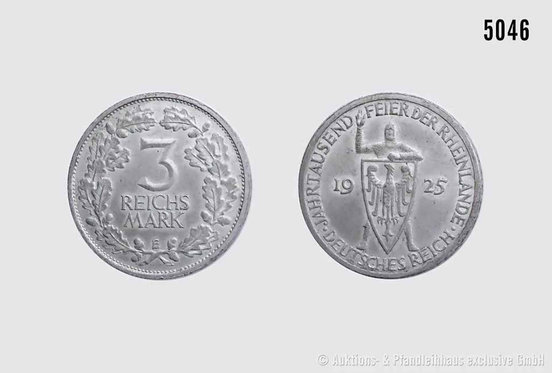 Deutsches Reich (Weimarer Republik), 3 Reichsmark 1925 E, Gedenkmünze auf die Jahrtausendfeier der