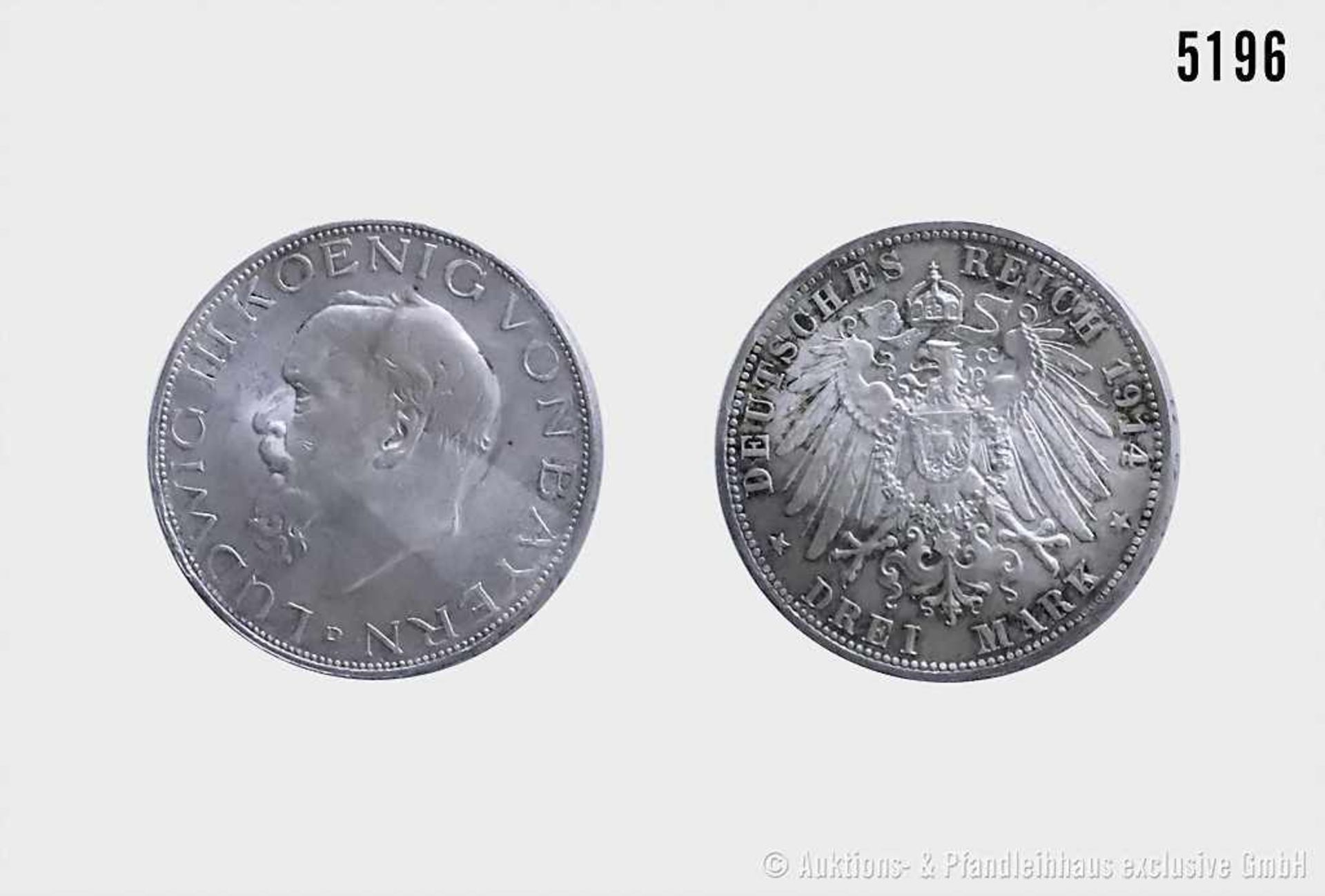 Deutsches Reich, Bayern, Ludwig III. (1913-1918), 3 Mark 1914 D. 16,65 g; 33 mm. AKS 210; Jaeger 52.