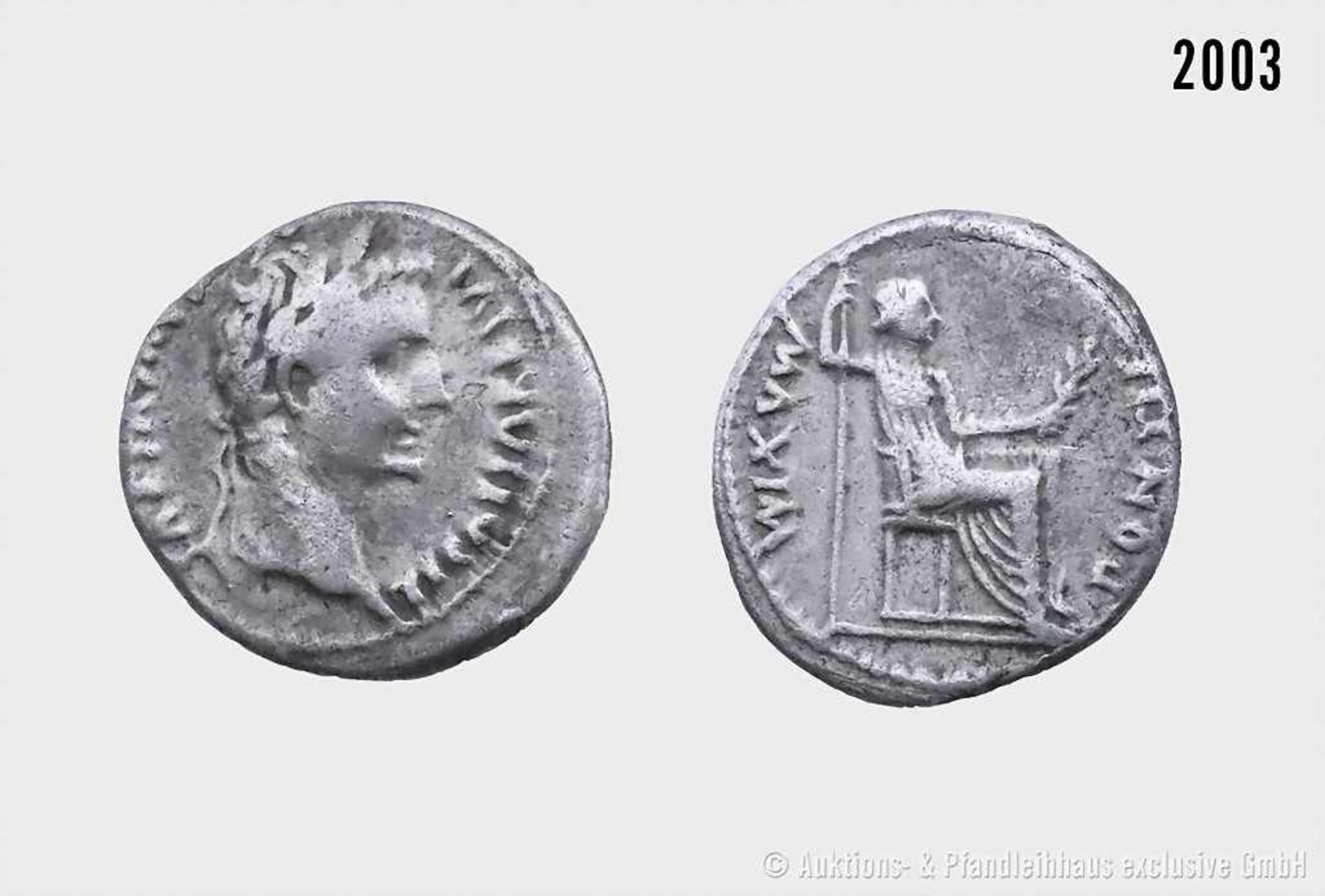 Römische Kaiserzeit, Tiberius (14-37), Denar, sog. "Tribute Penny", Lugdunum. Vs. TI CAESAR DIVI AVG