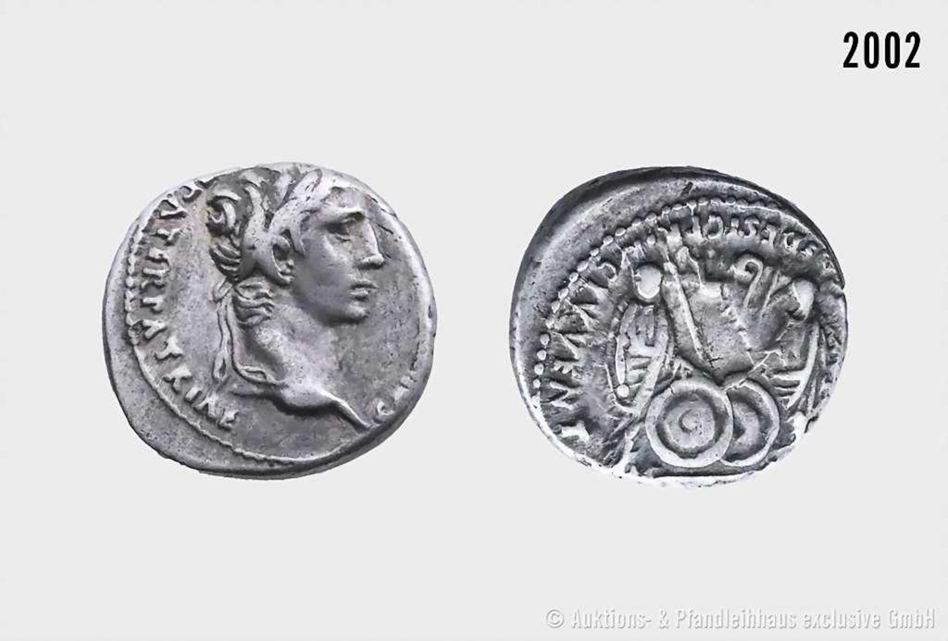 Römische Kaiserzeit, Augustus (27 v. Chr.-14 n. Chr.), Denar, ca. 2-4 n. Chr., Lugdunum. Vs.