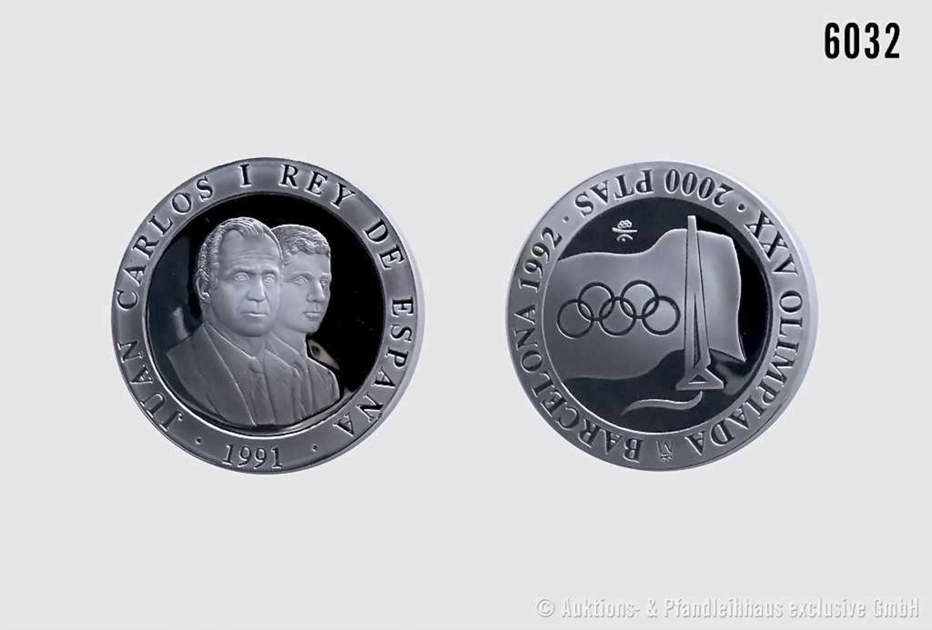 Spanien, 2000 Pesetas 1991, 925er Silber, anlässlich der XXV. Olympischen Spiele 1992 in