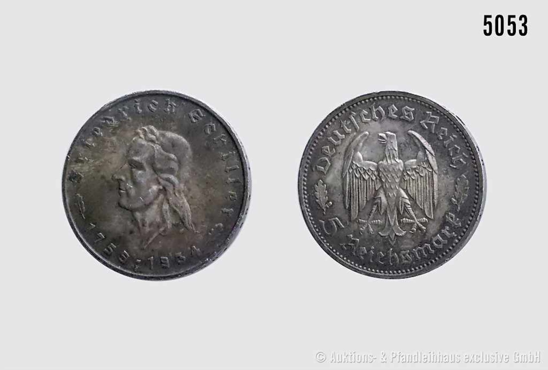 Drittes Reich, 5 Reichsmark 1934 F, Gedenkmünze anlässlich des 175. Geburtstags von Friedrich