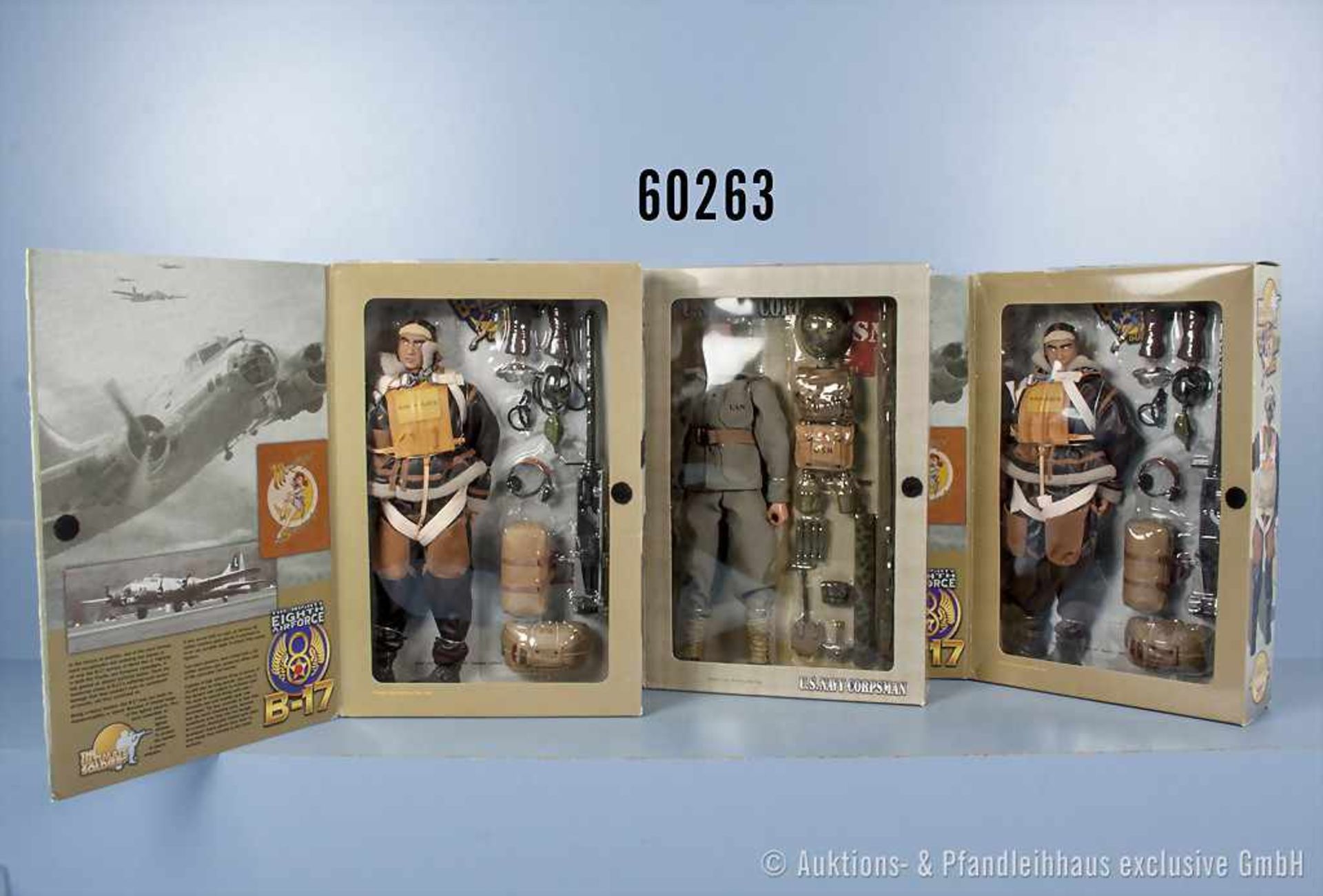 Konv. 3 The Ultimate Soldier WWII Action Figuren, 2 x The Mighty Eigth Air Force B-17 Waistgunner