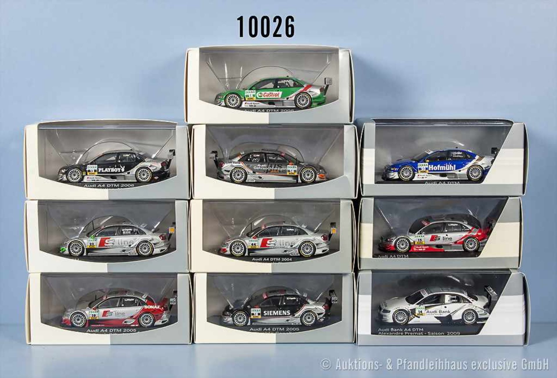 Konv. 10 Minichamps Audi Collection Modellfahrzeuge, Sport- und Rallyeausf., M 1:43, lack.