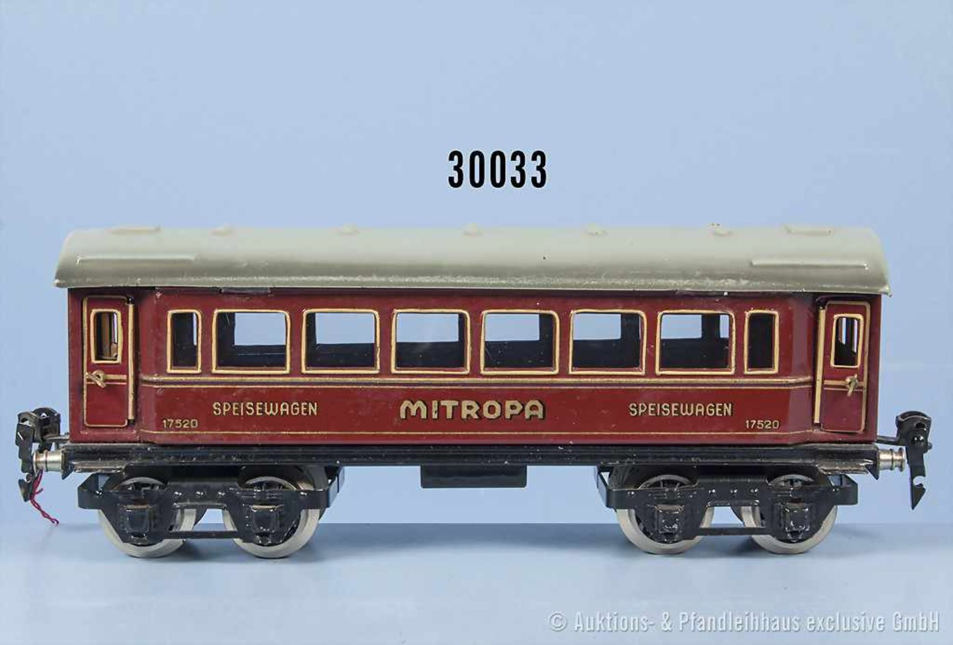 Märklin Spur 0 1752 Mitropa Speisewagen, chromlith. Blechausf., 4 Angeltüren und Scharnierdach zum