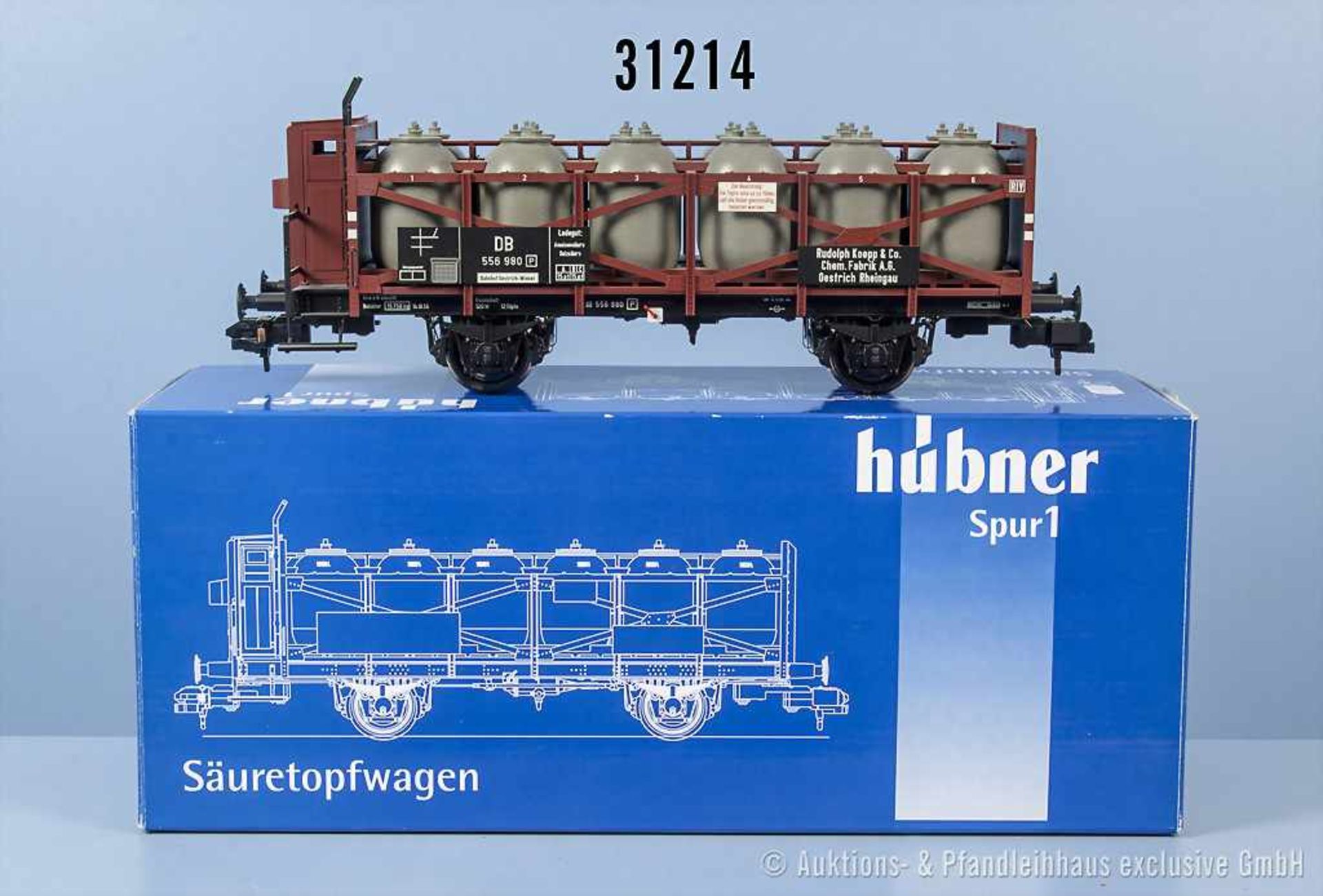 Hübner Spur 1 2252-4-4-3 Säuretopfwagen, Zustand 1, in OVP, verschmutzt, OVP mit Lagerspuren- - -