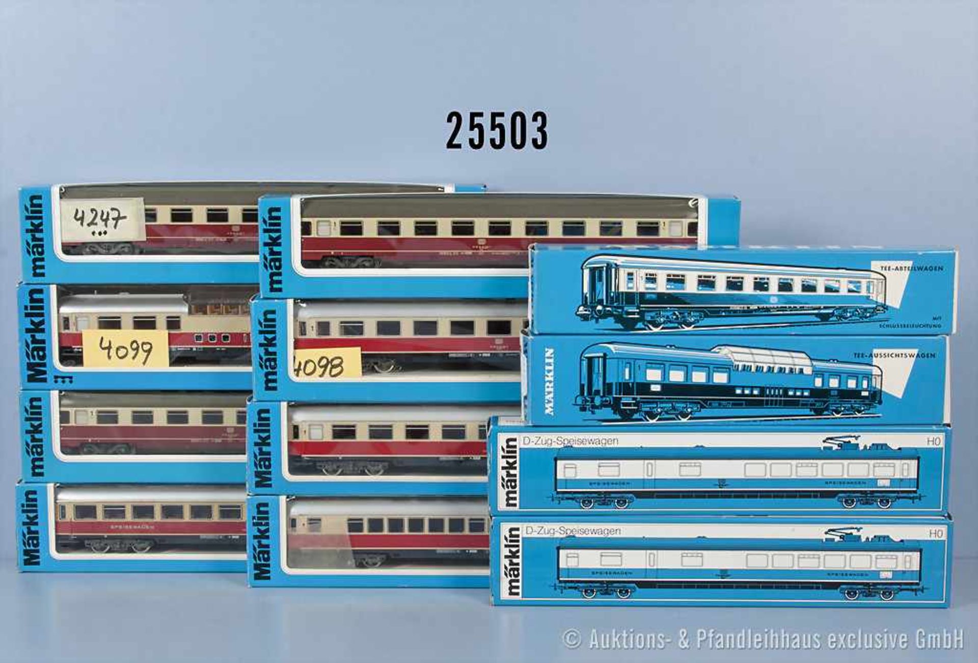 Konv. 12 Märklin H0 D-Zug-Wagen, dabei 4089, 4090, 4095, 4096, 4097, 4098, 4099, 2 x 4153 und 3 x