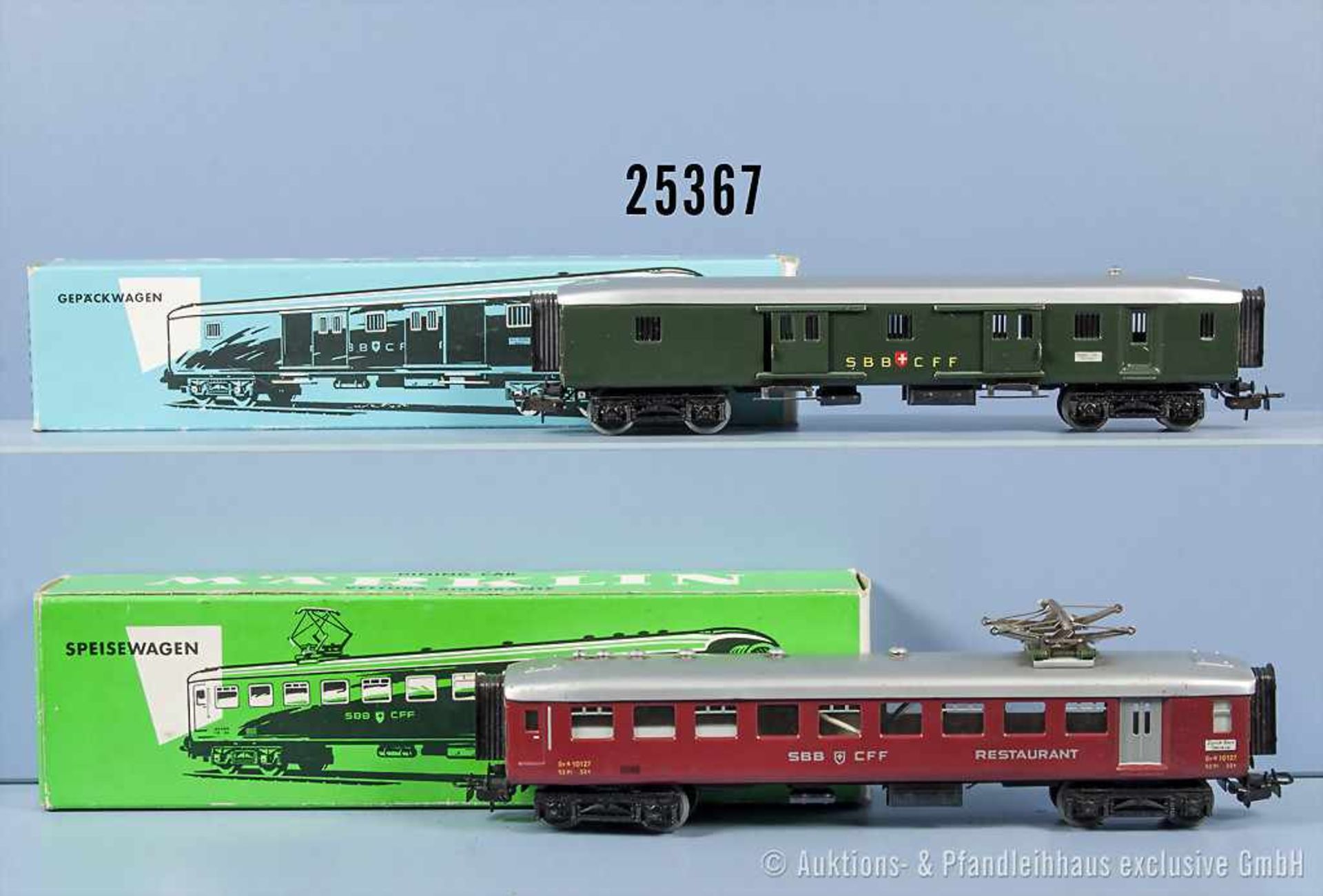 Konv. 2 Märklin H0 D-Zug-Wagen, dabei 4017 Typ 8 und 4035 Typ 1, Zustand 2, in OVP, teilweise mit