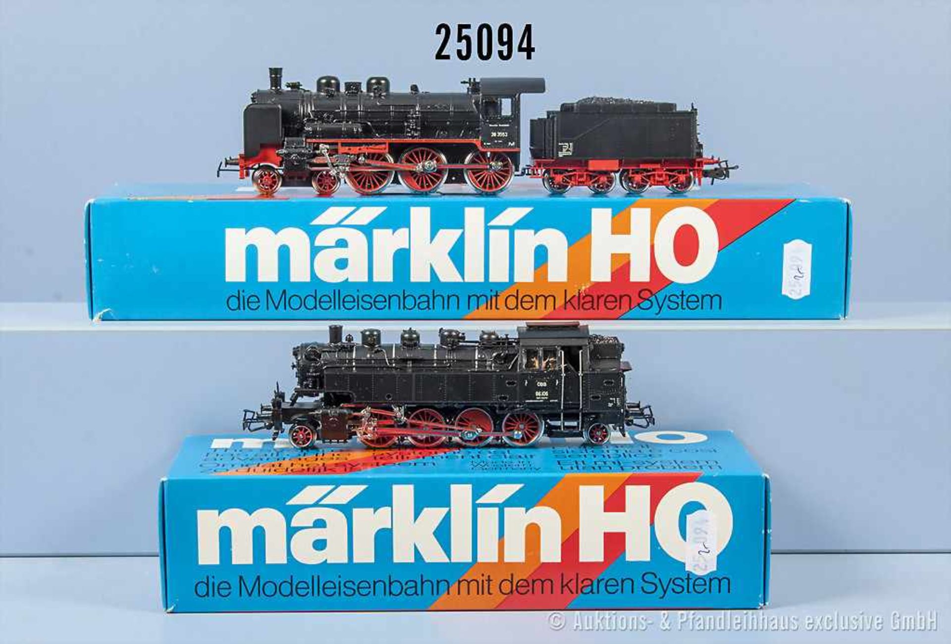 Konv. 2 Märklin H0 Lokomotiven, dabei 3099 Schlepptenderlok der DRG, BN 38 3553, Achsfolge 2'C,