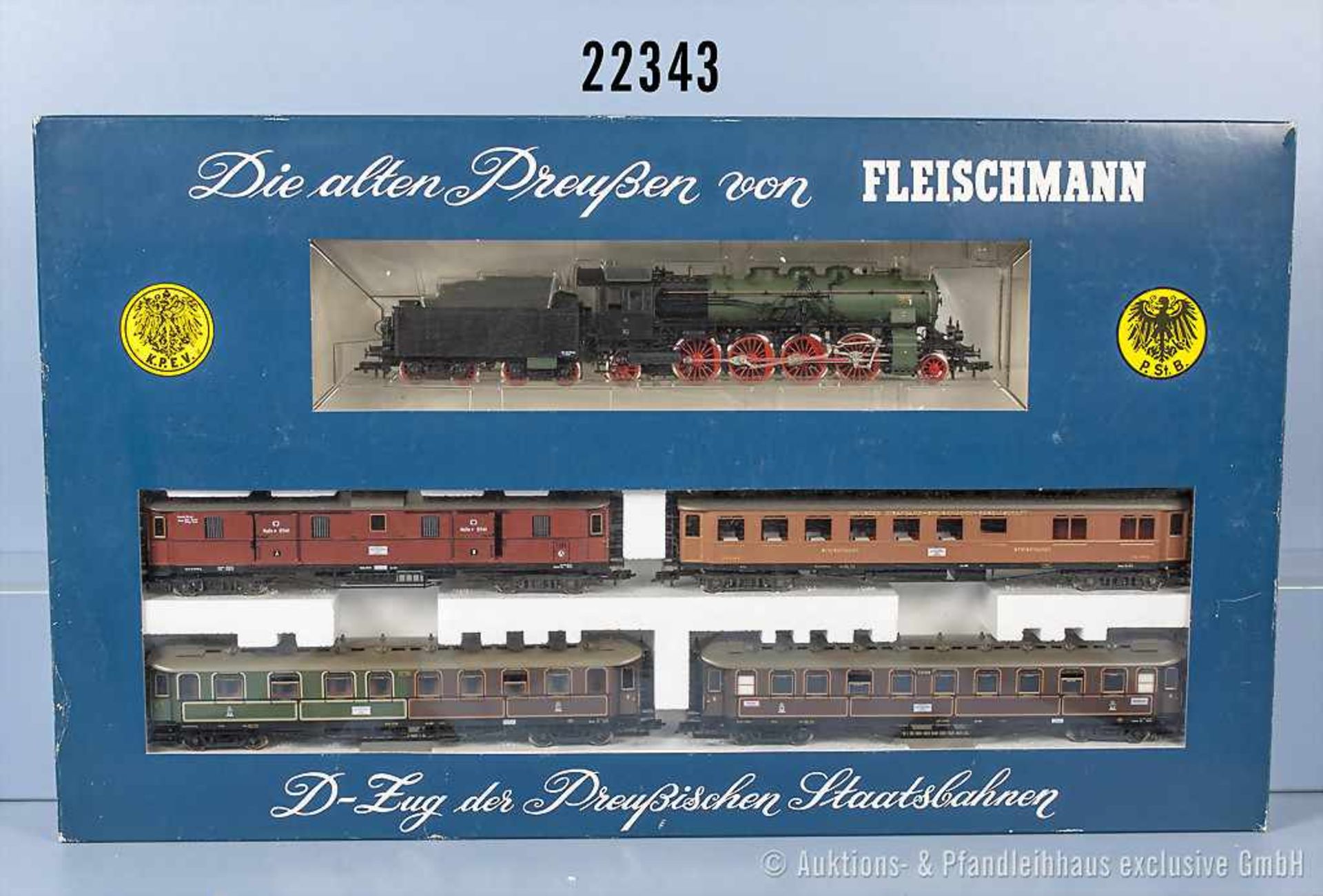 Fleischmann H0 4885 D-Zug der "Preußíschen Staatsbahn", dabei Schlepptenderlok, BN 2810, Achsfolge