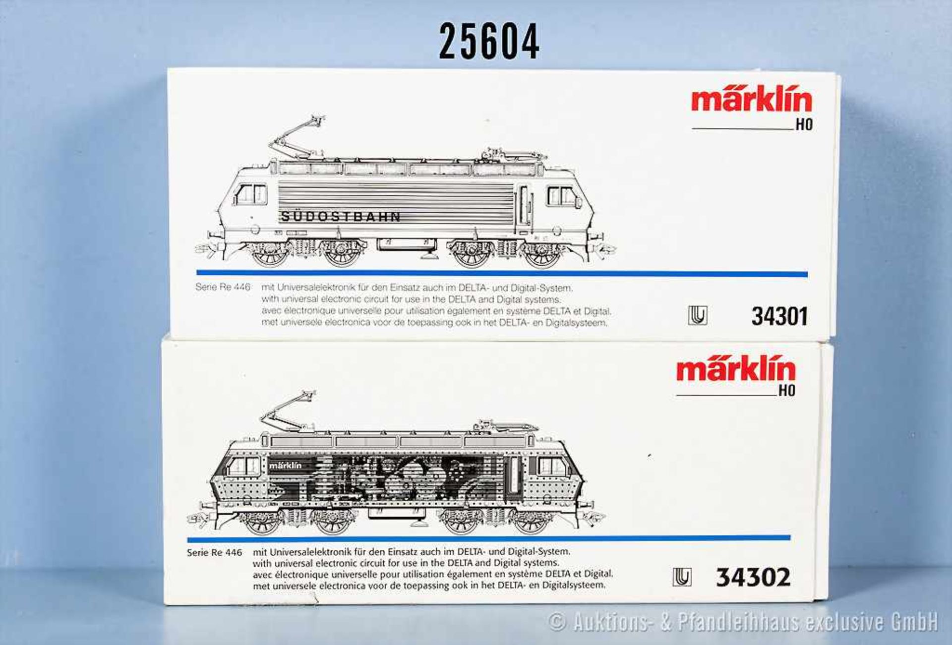 Konv. 2 Märklin delta digital Lokomotiven, dabei 34301 E-Lok der Südost-Bahn, BN 446 448-3 und 34302