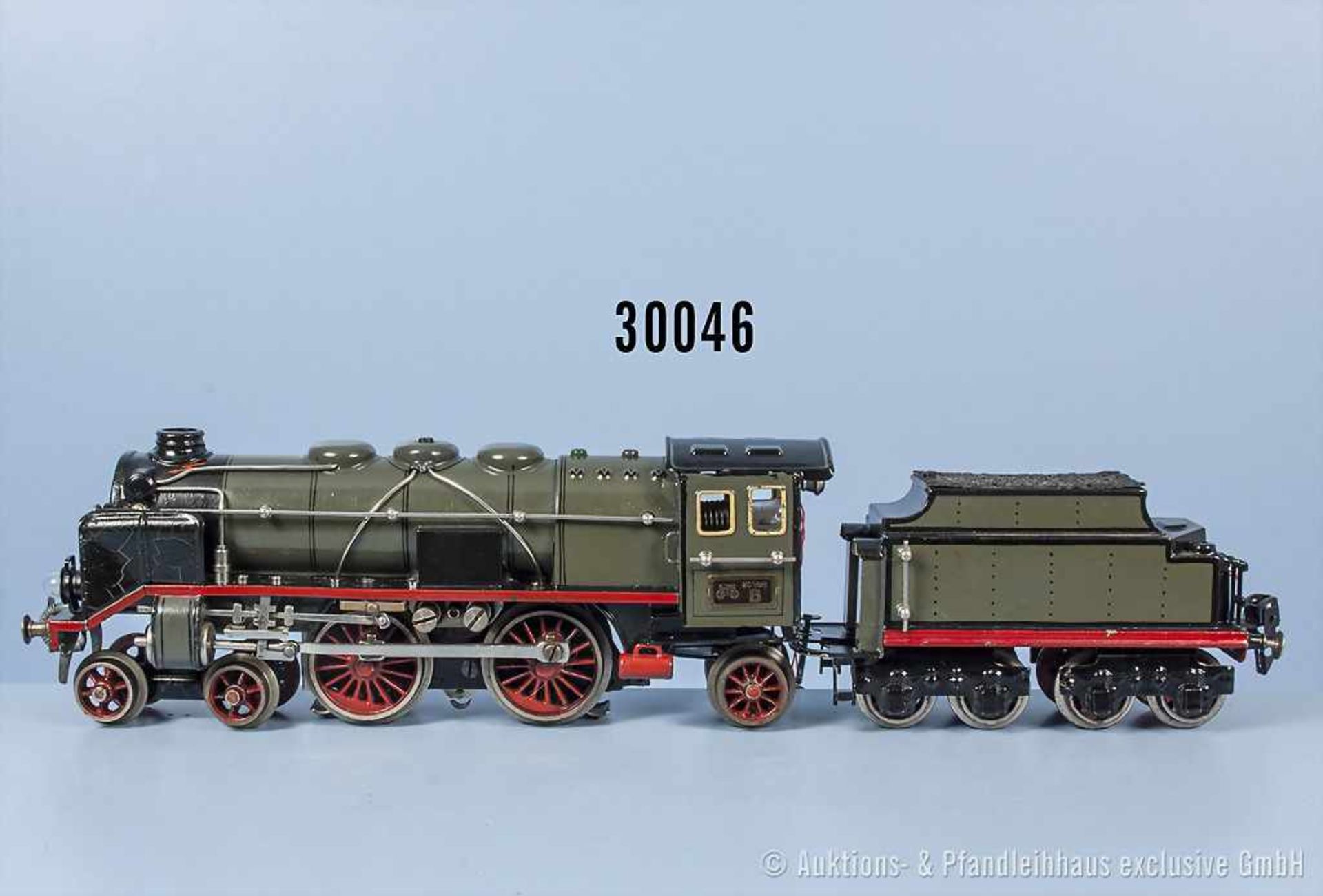 Märklin Spur 0 Schlepptenderlok, Aufschrift "CER 66/13029", schwarz/grau lack. Blechausf., Achsfolge