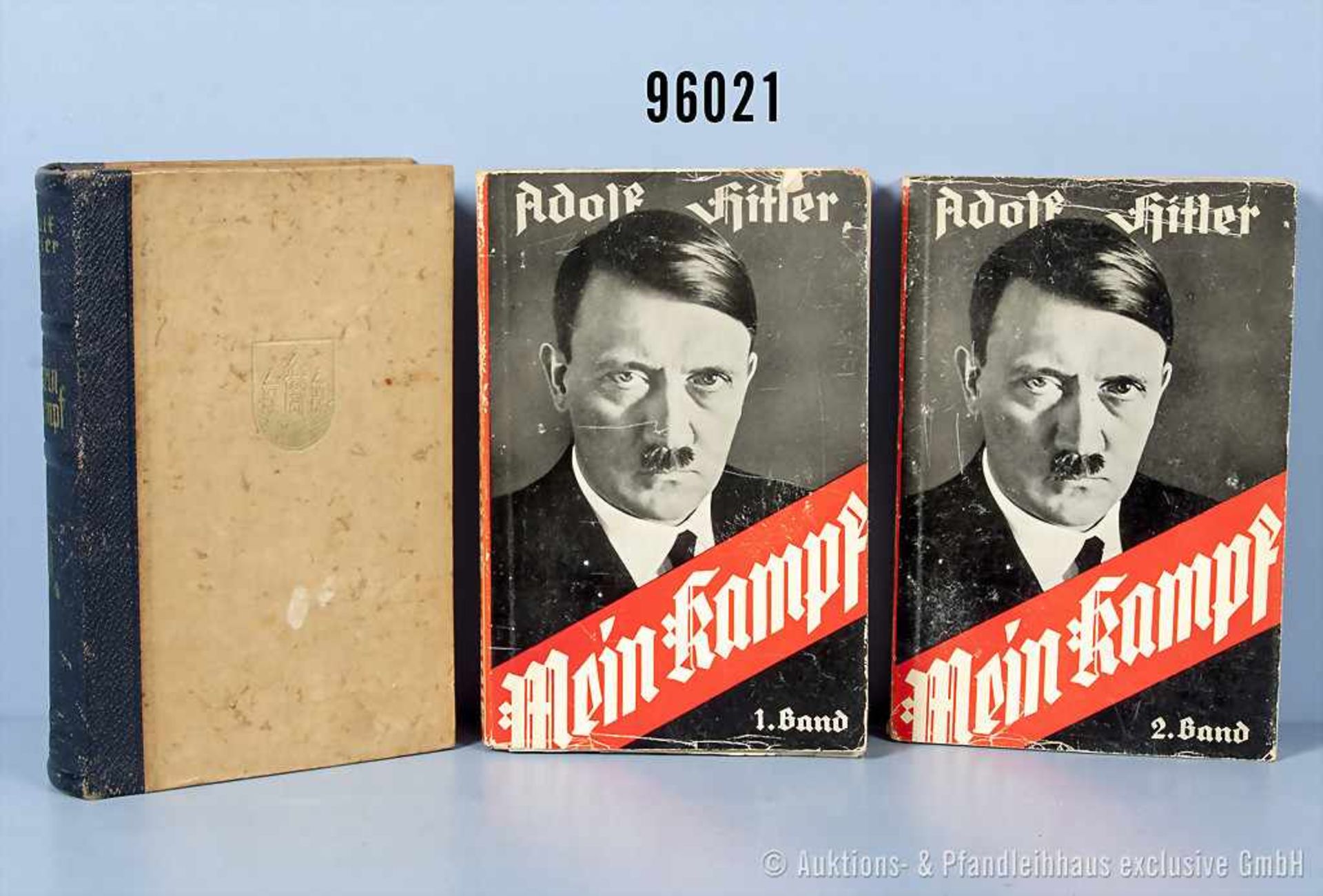 Konv. Adolf Hitler "Mein Kampf", Halblederausf. von 1940, Vorsatzblatt fehlt sowie beschädigte 2-