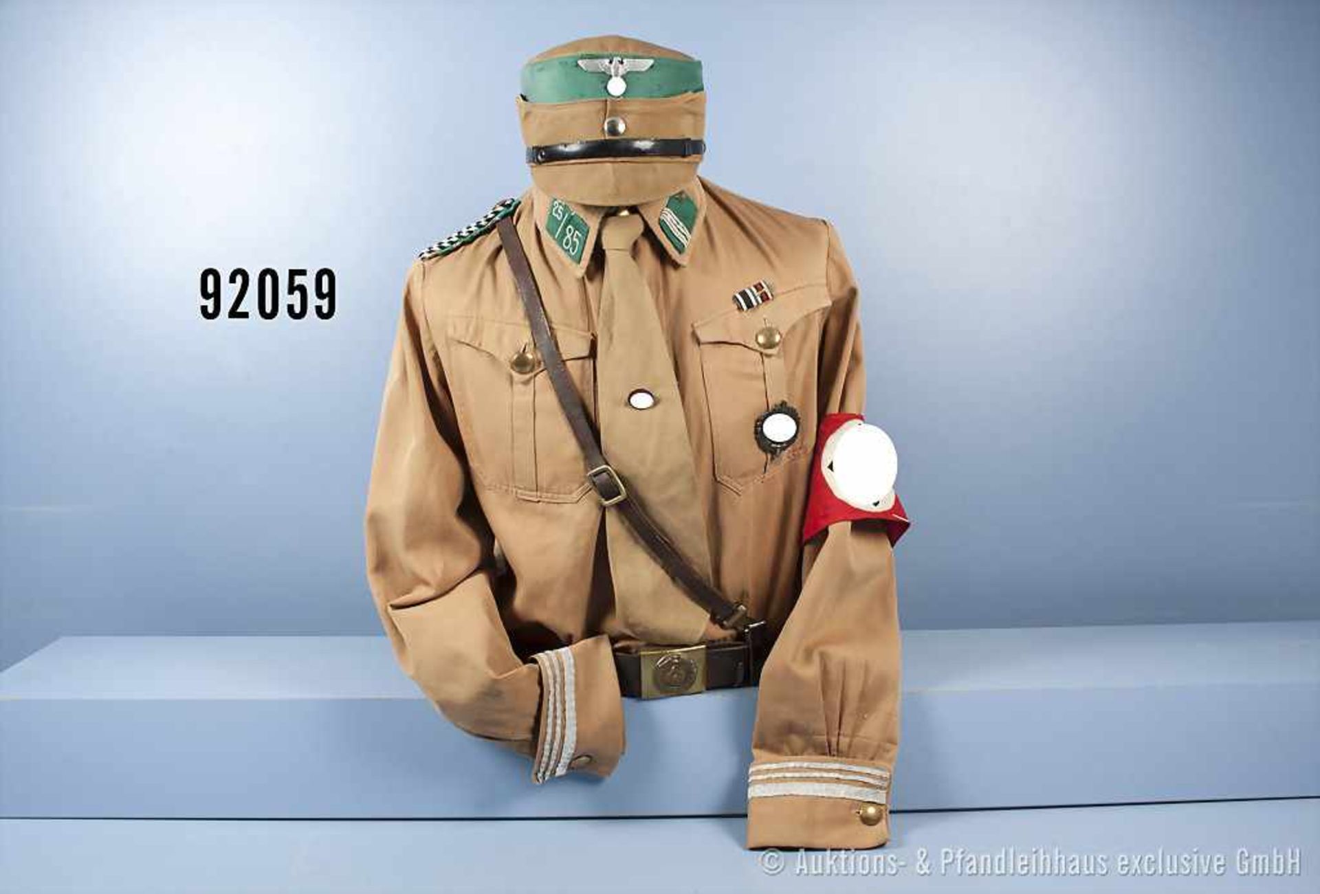 SA-Uniform eines Obertruppführers in der Gruppe Thüringen, Bluse mit dazugehörigen Effekten, 1 Stern