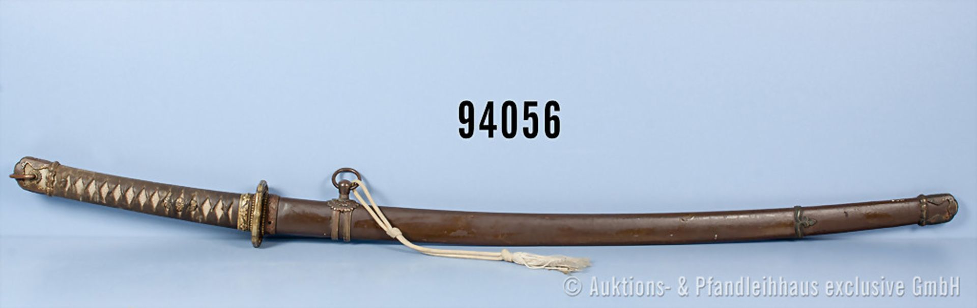 Japan Katana für Offiziere um 1900, braun lack. Eisenscheide, Klinge gereinigt, Verschluss defekt, L