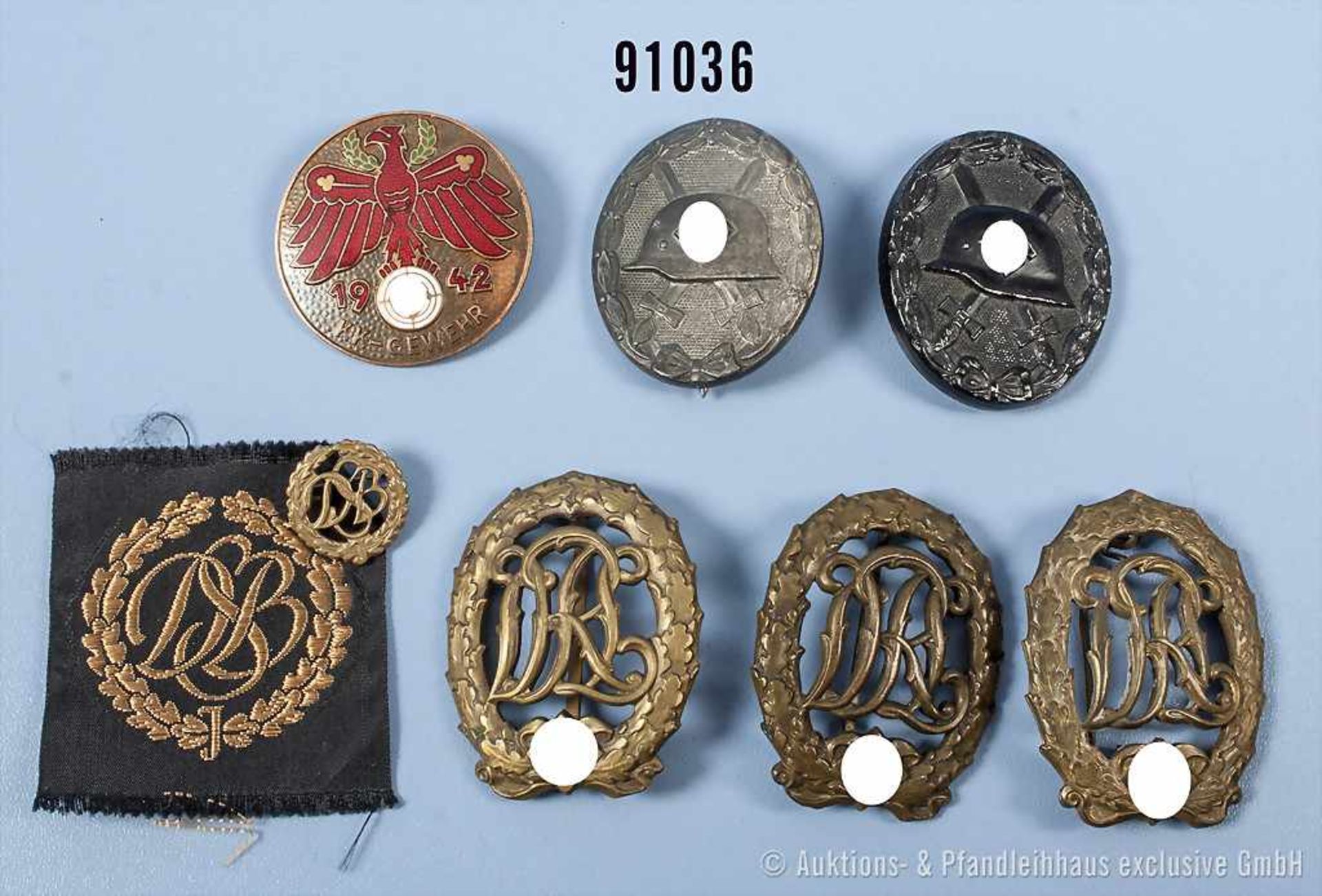 Konv. VWA in Schwarz und Silber, 3 Sportabzeichen in Bronze, Jugendsportabzeichen (BRD) sowie