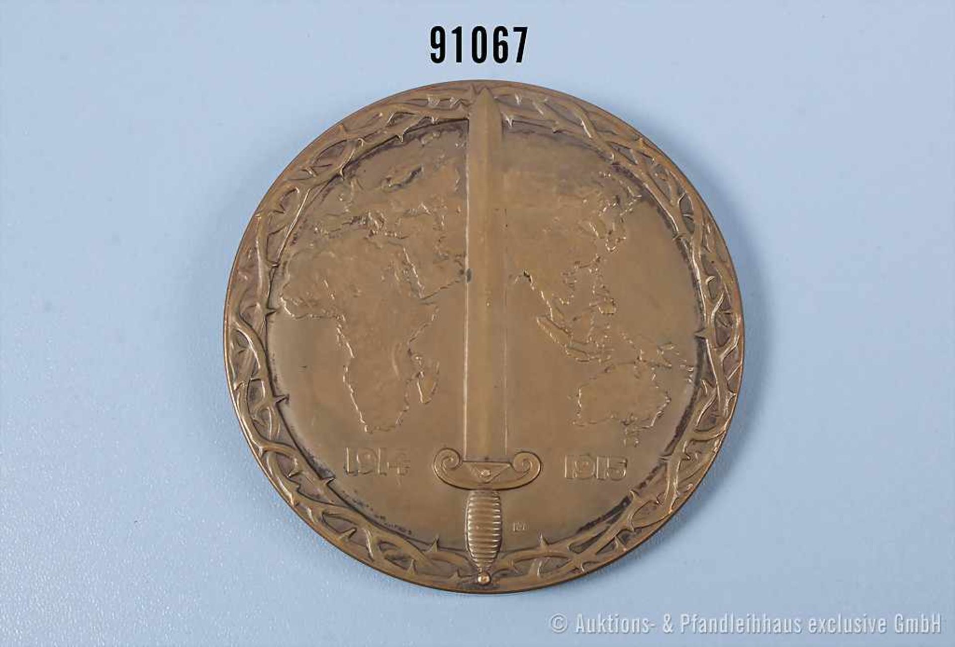 1. WK, Bronzemedaille von 1915 "Auf Kaiser Wilhelm II. und die einjährige Kriegsführung", - Bild 2 aus 2