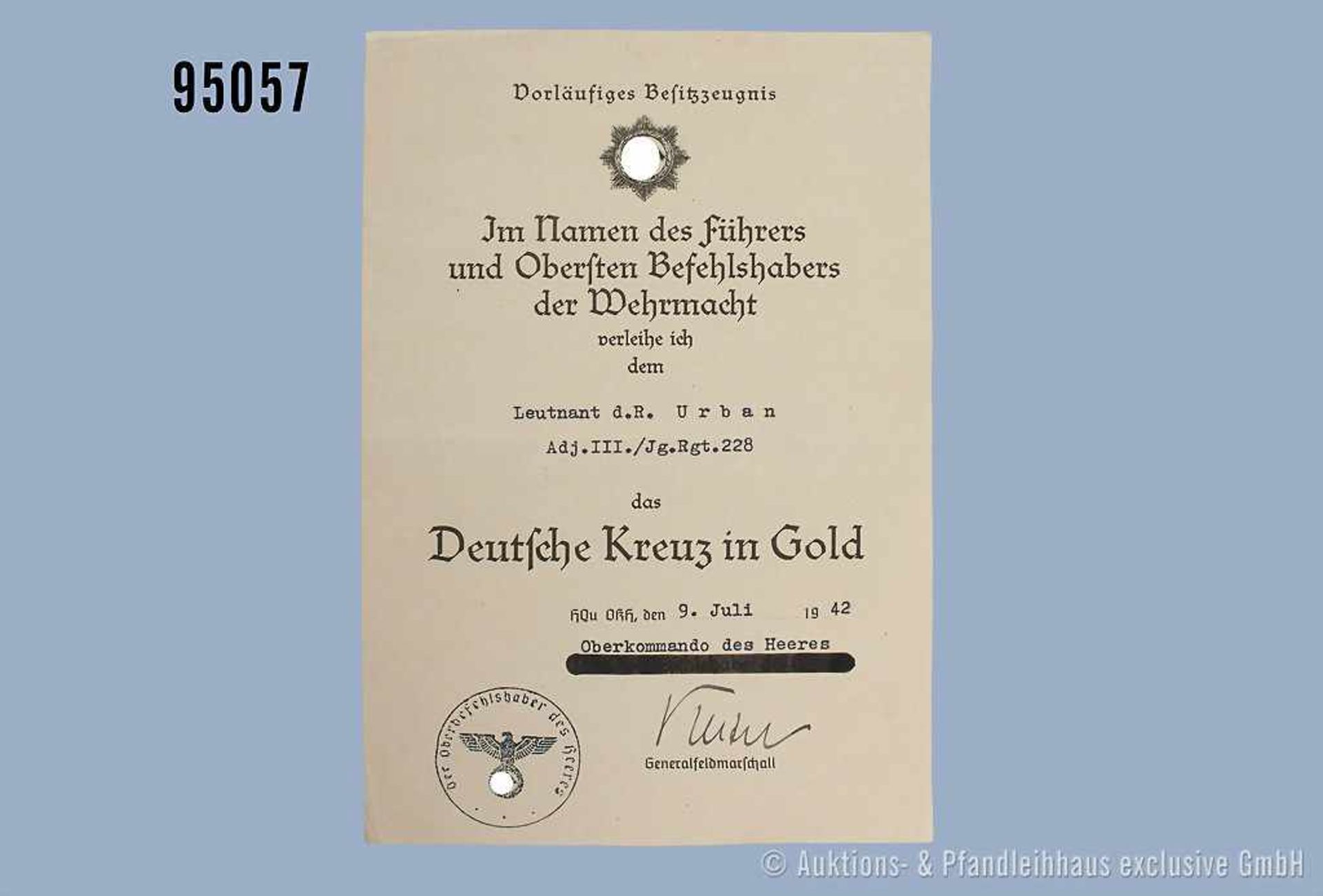 Dokumentennachlass des Trägers des DKiG Leutnant der Reserve Wilhelm Urban im I. R. 228 bzw. Jäger - Bild 2 aus 2