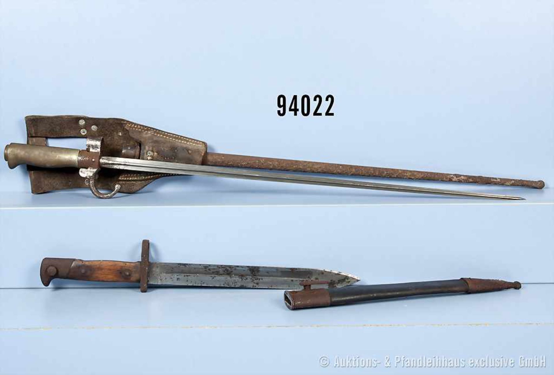 Konv. Seitengewehr M 1871/84, L 41 cm, Parierstange gestempelt "68.R.3.301", Klinge mit
