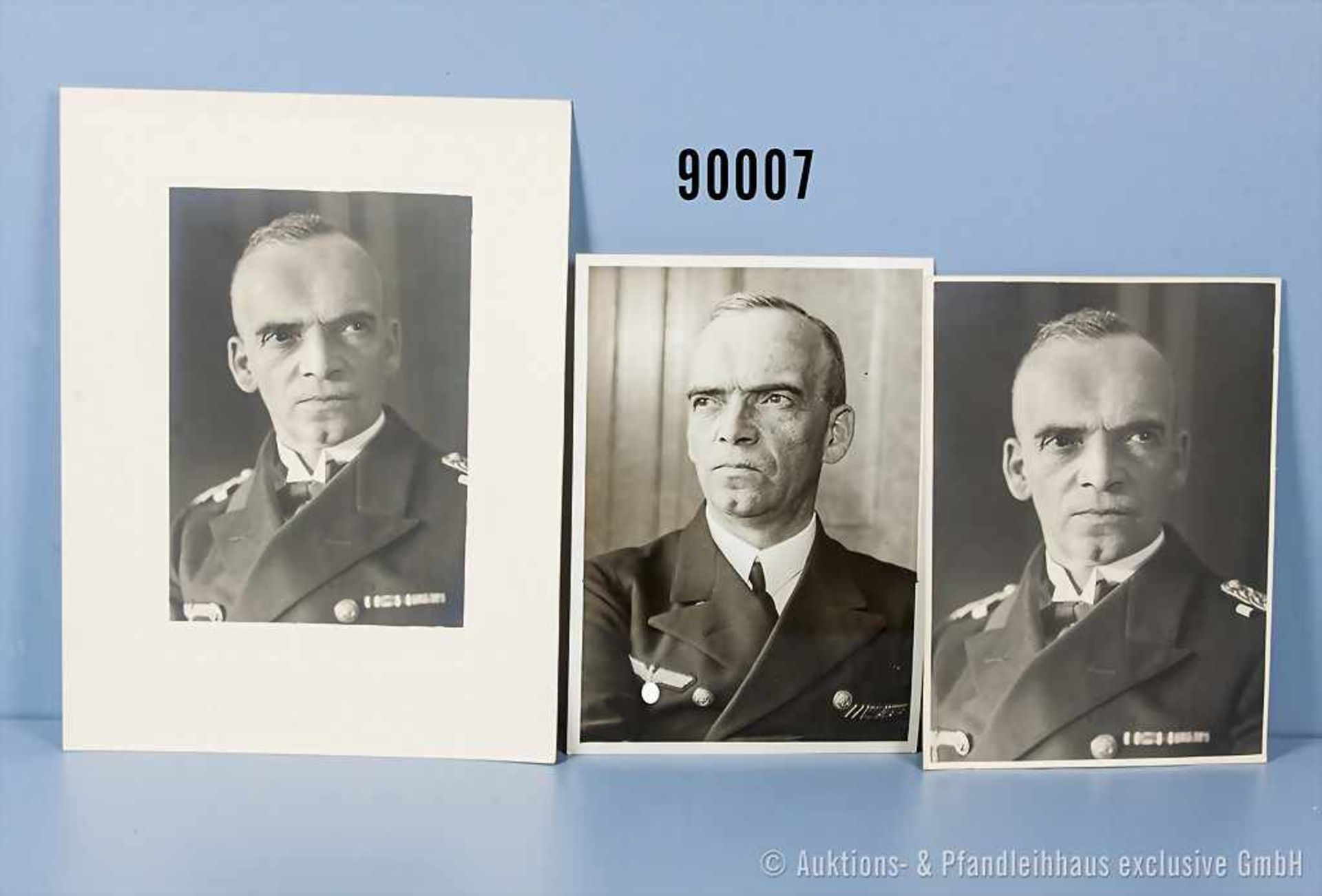 Konv. großformatige Porträtaufnahmen von Admiral Otto Schniewind in Uniform der Kriegsmarine von