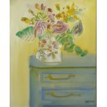 Blasco MENTOR (1919-2003) - Bouquet à la commode - Huile sur toile signée en bas à [...]