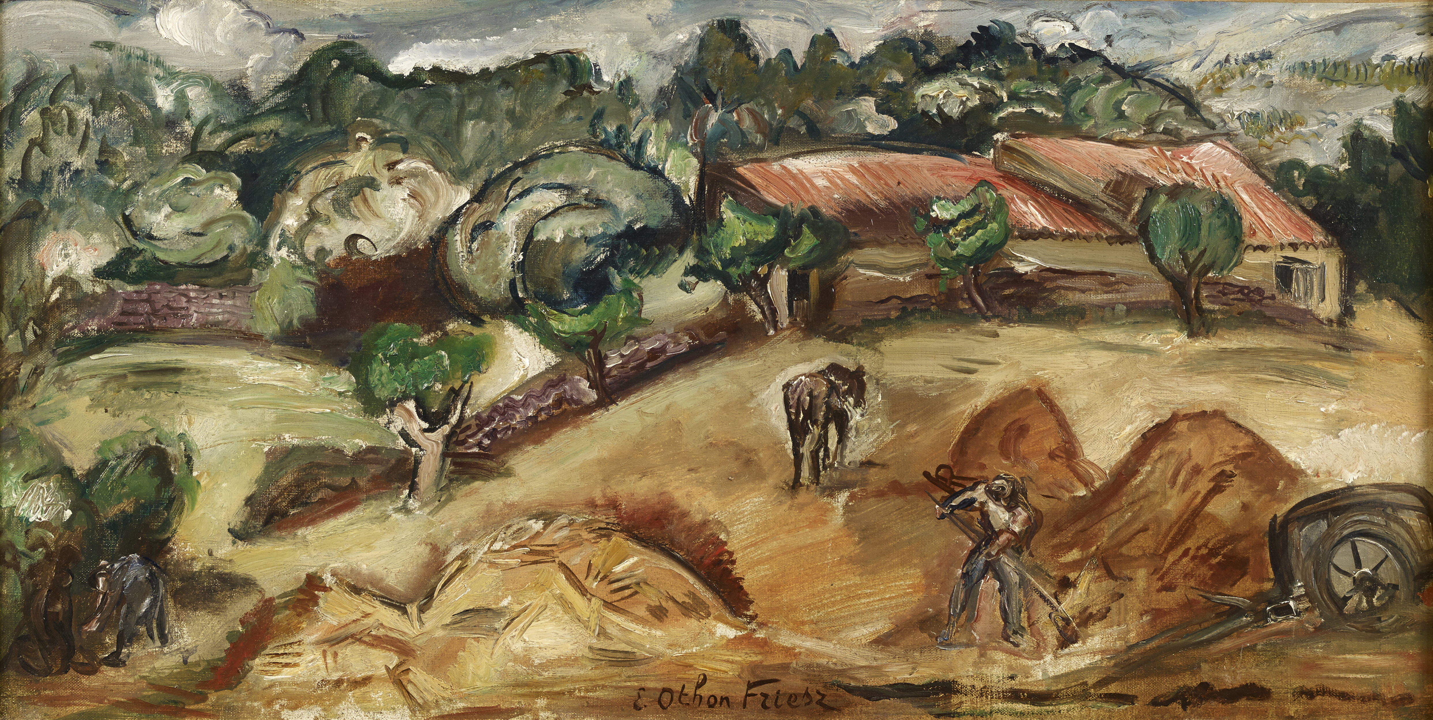 Emile OTHON FRIESZ (1879-1949) - Paysans au champ - Huile sur toile signée au centre [...]