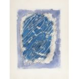 Jean FAUTRIER (1898-1964)- Ecriture sur fond bleu - Eau forte, aquatinte et gauffrage [...]