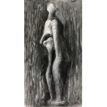 Henry MOORE (1898-1986) - Standing wood figure, 1982 - Fusain, crayon, stylo à bille [...]