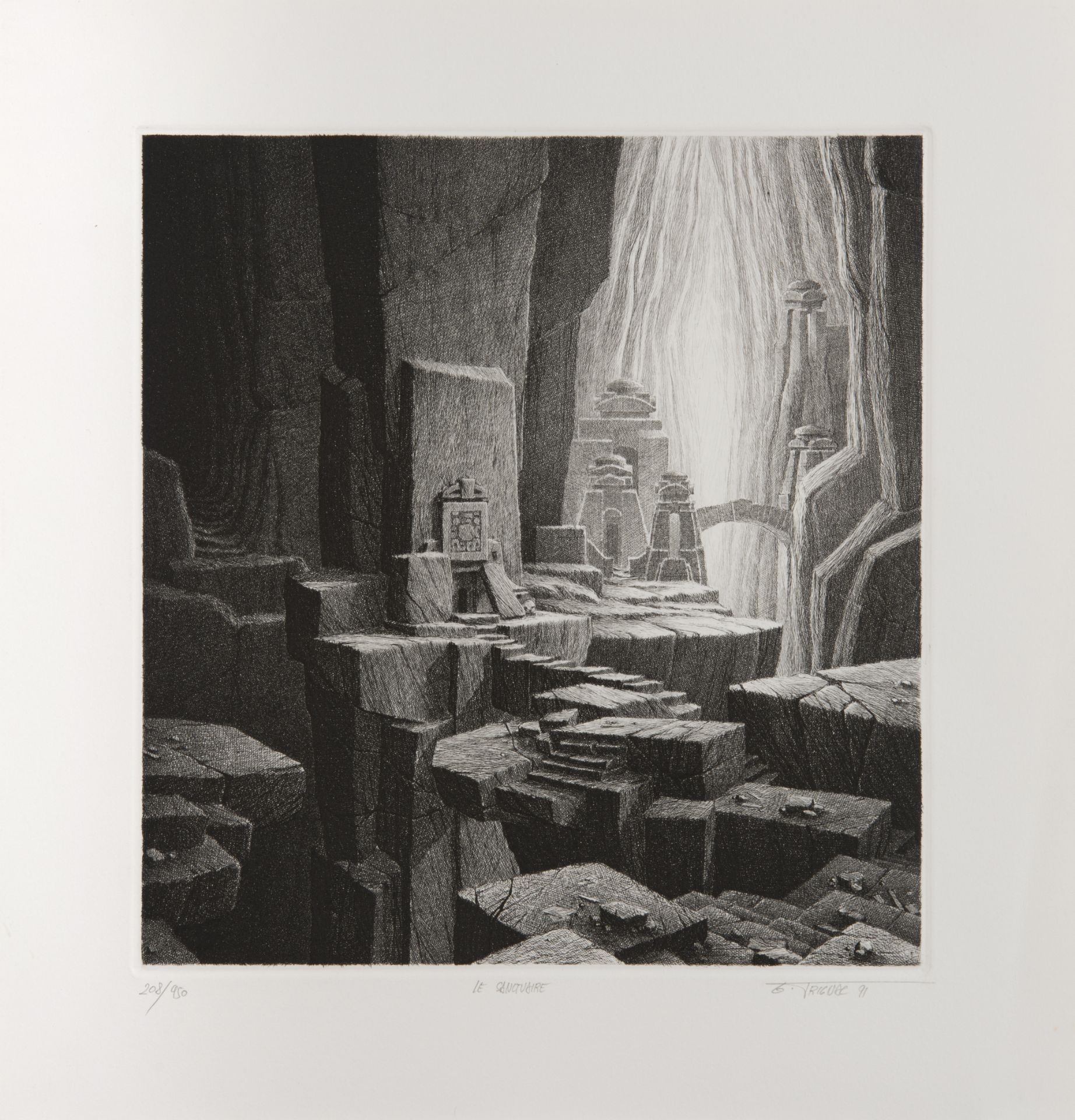 Gérard TRIGNAC (1955) - Le Sanctuaire - Eau forte et burin signée au crayon en bas [...]