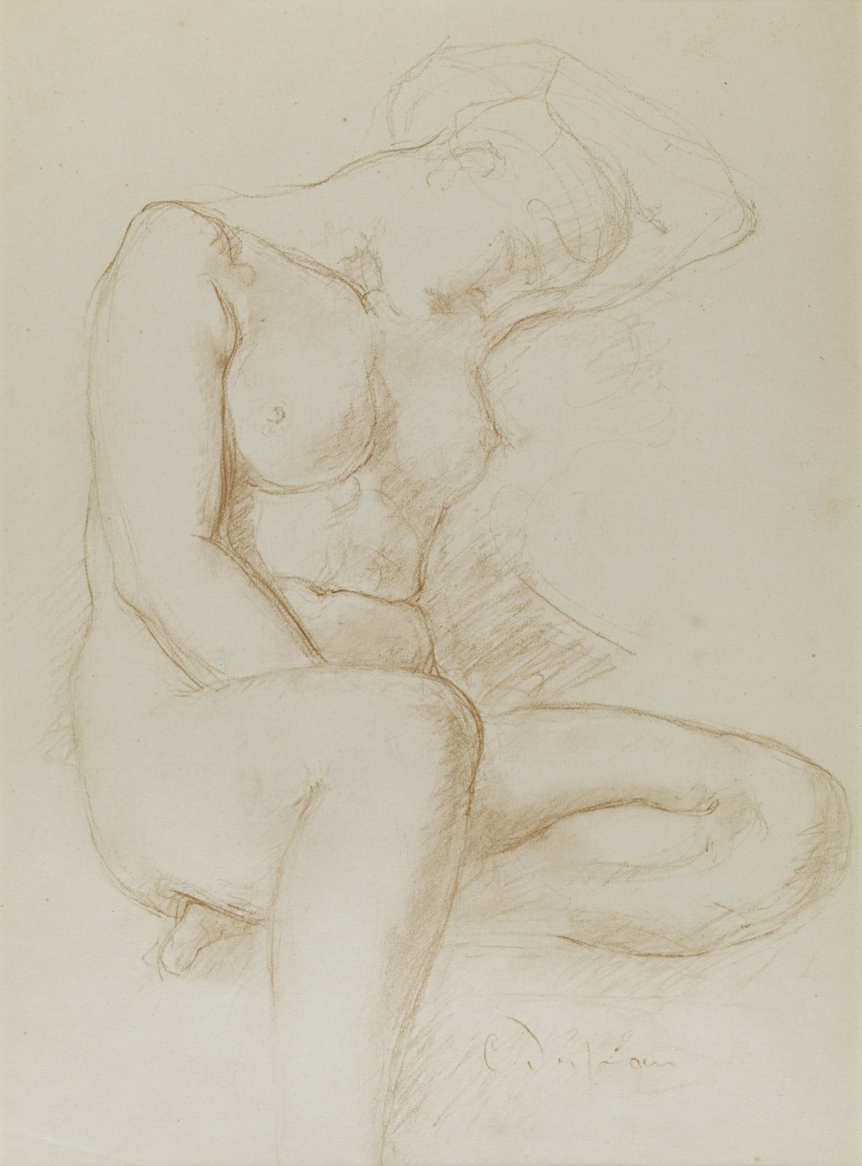 Charles DESPIAU (1874-1946) - Femme assise alanguie - Dessin à la sanguine signée [...]