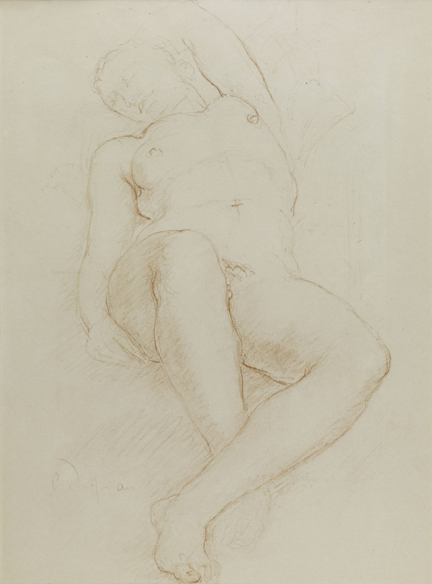 Charles DESPIAU (1874-1946) - Femme allongée bras droit relevé - Dessin à la [...]