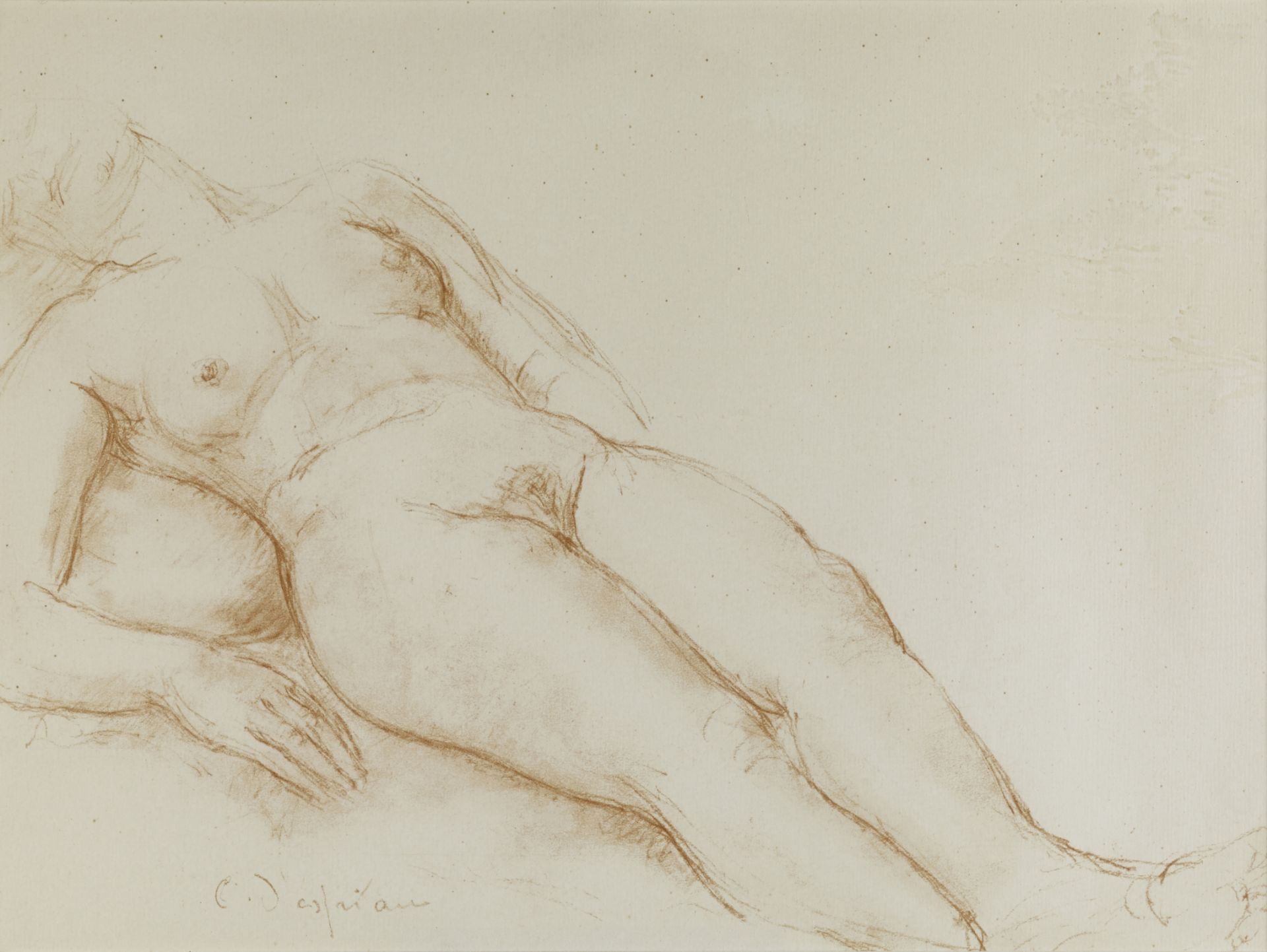 Charles DESPIAU (1874-1946) - Femme nue étendue - Dessin à la sangine signée en [...]