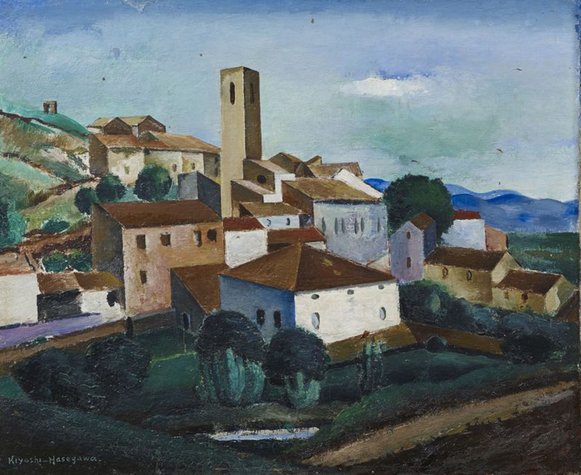 Kiyoshi HASEGAWA (1891-1980) - Site Provençal - Huile sur toile signée en bas à [...]