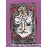 Ladislas KIJNO (1921-2012) - Portrait de Bouddha - Technique mixte sur papier [...]