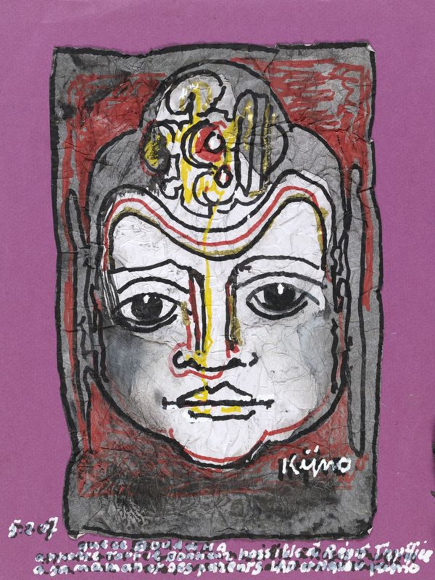 Ladislas KIJNO (1921-2012) - Portrait de Bouddha - Technique mixte sur papier [...]