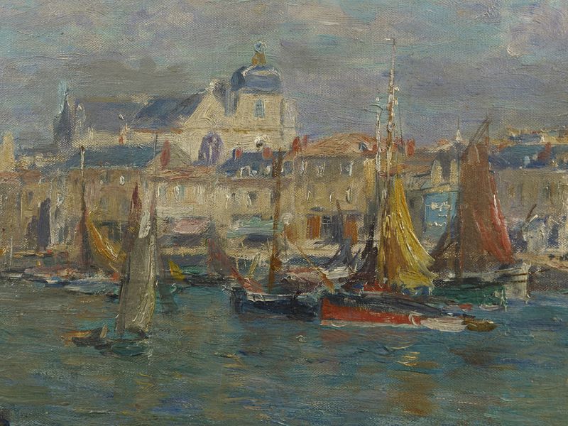 Edmond PETITJEAN (1844-1925) - Voiliers au port - Huile sur toile signée en bas à [...] - Image 2 of 4