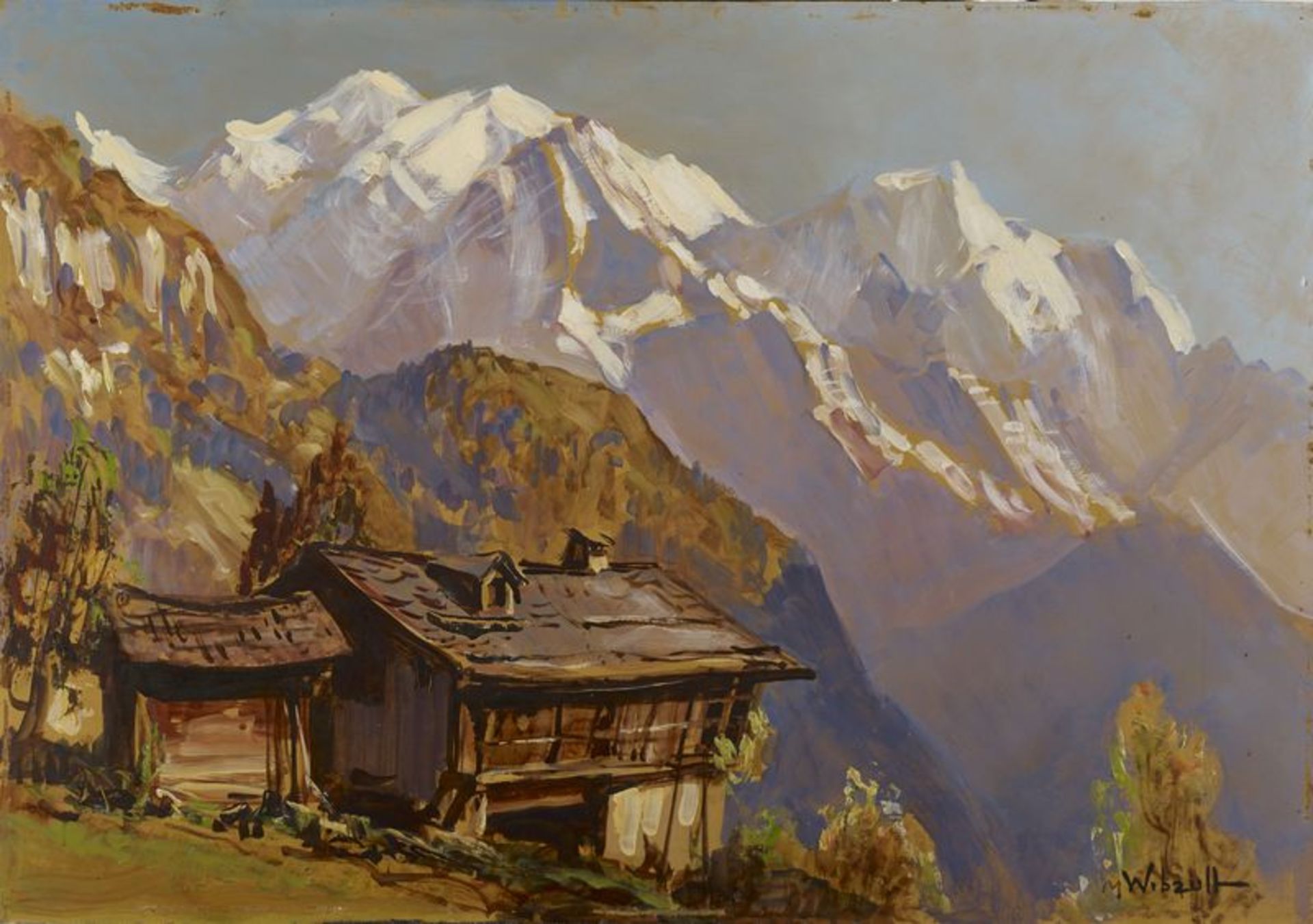 Marcel WIBAULT (1905-1998) - Vue sur le Mont Blanc, le Gouter et l'Aiguille de [...]