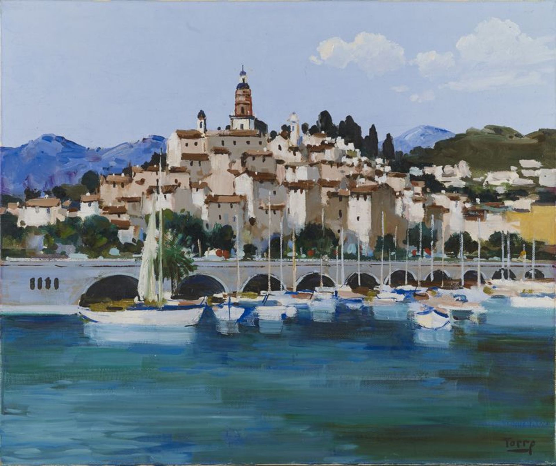 André TORRE (1929-1999) - Menton - Huile sur toile signée en bas à droite - 46 x [...]