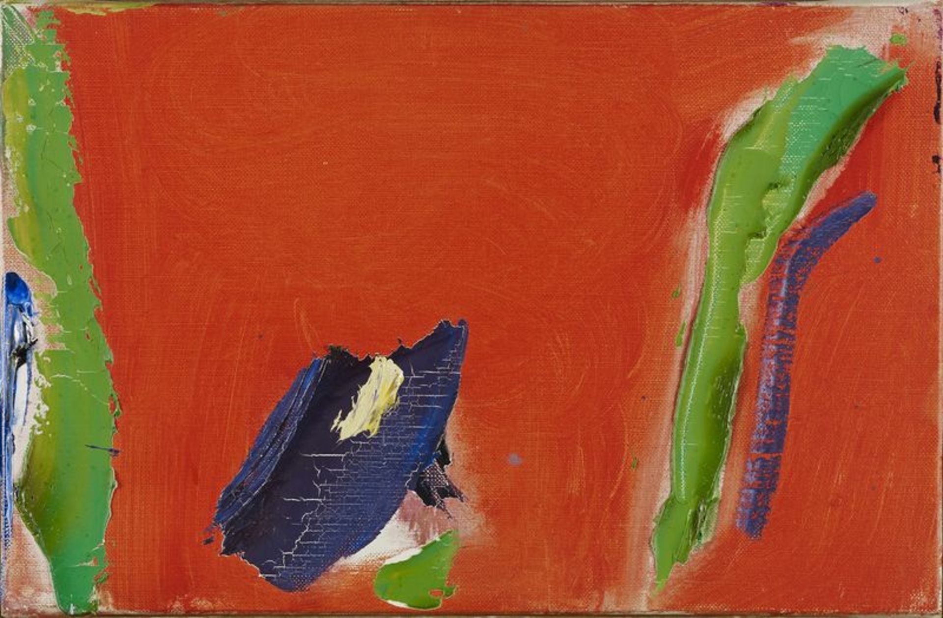 Oliver DEBRE (1920-1999) - Rouge en tache bleue, traces vertes - Huile sur toile [...]