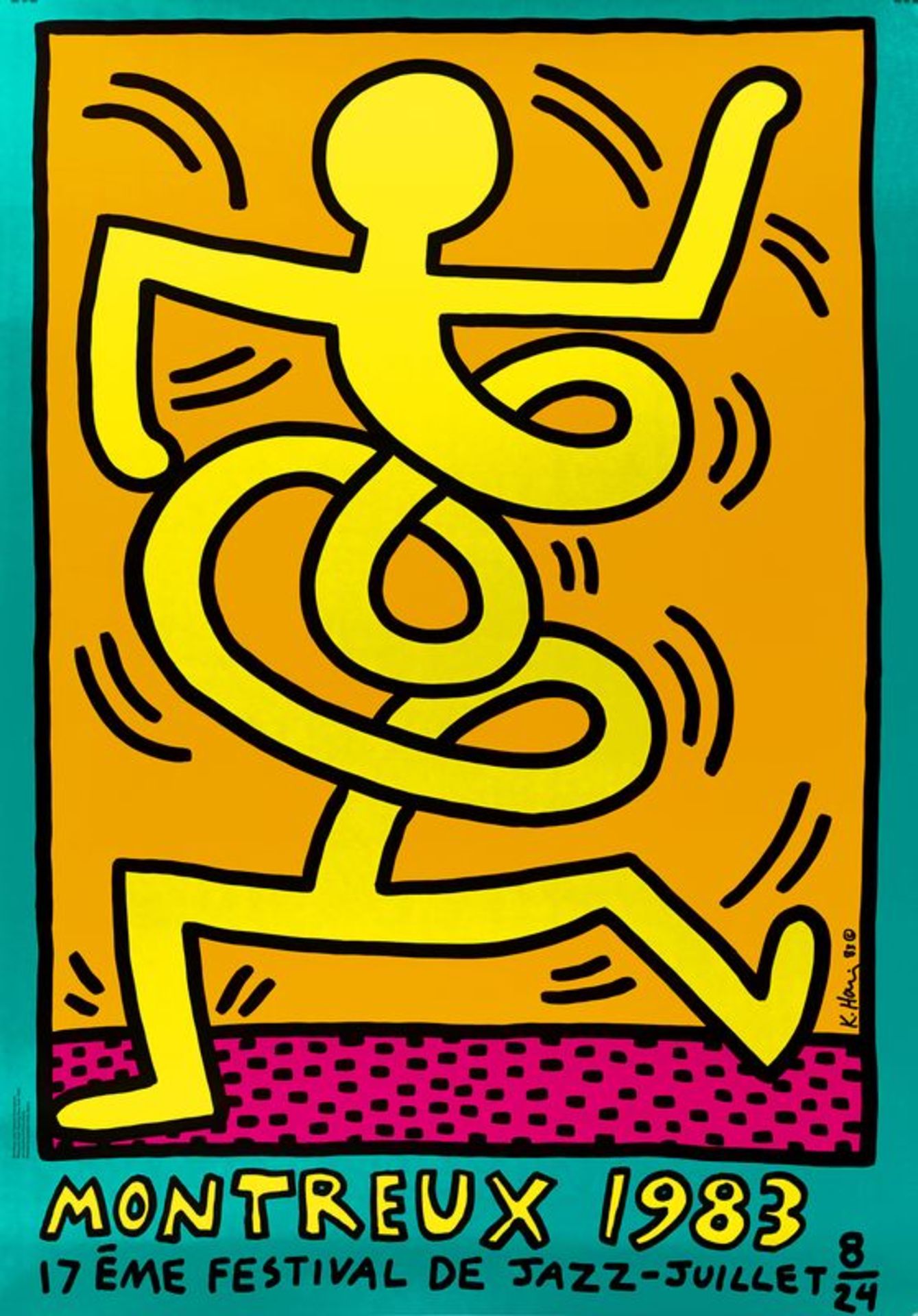 Keith HARING (1958-1990) - Montreux Jazz Festival - Affiche sérigraphique - 99 x 69 [...]