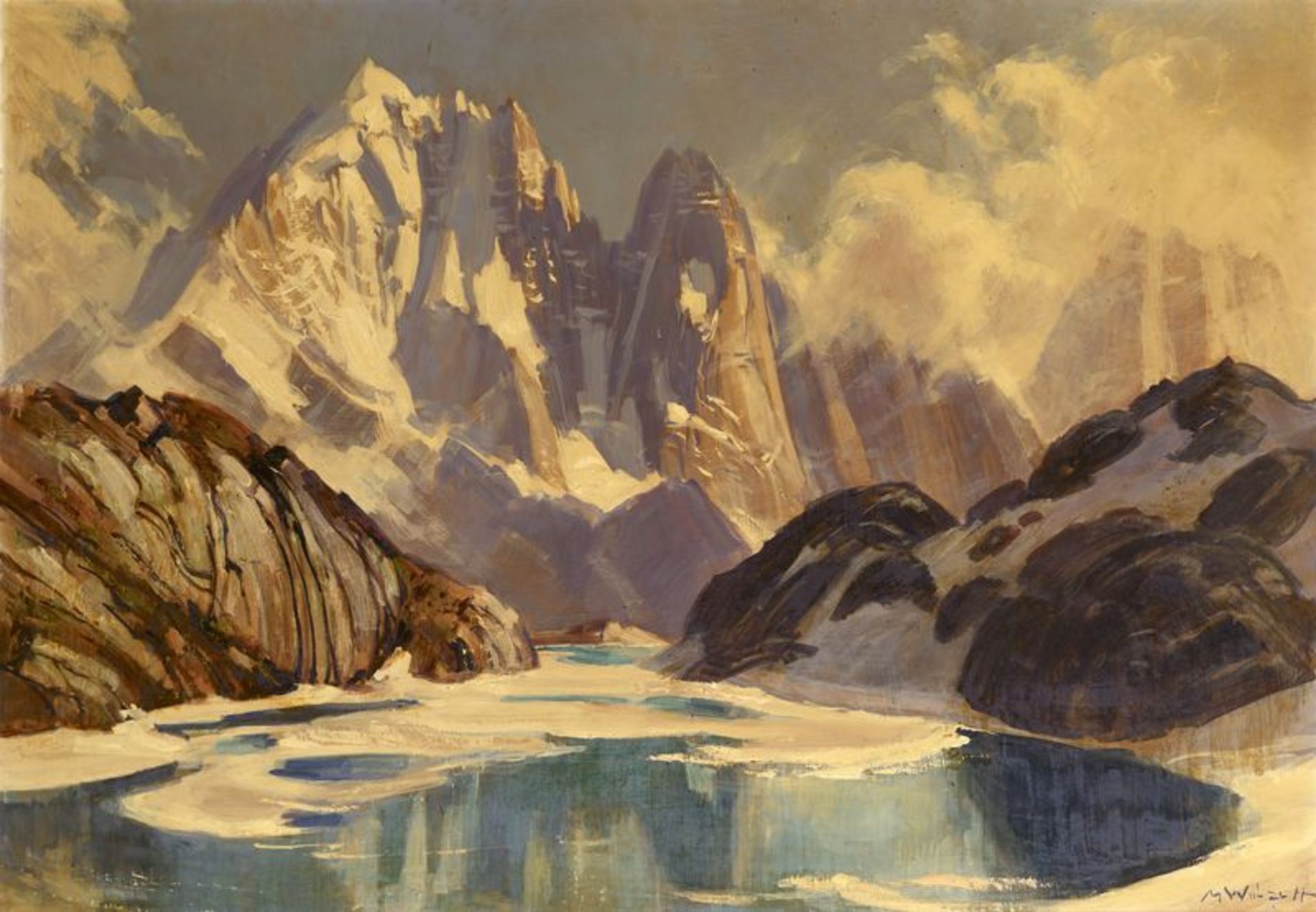 Marcel WIBAULT (1905-1998) - Aiguille verte du lac Blanc Chamonix 1958 - Importante [...]