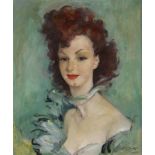 Jean Gabriel DOMERGUE (1889 - 1962) - Portrait d'une élégante - Huile sur Isorel [...]