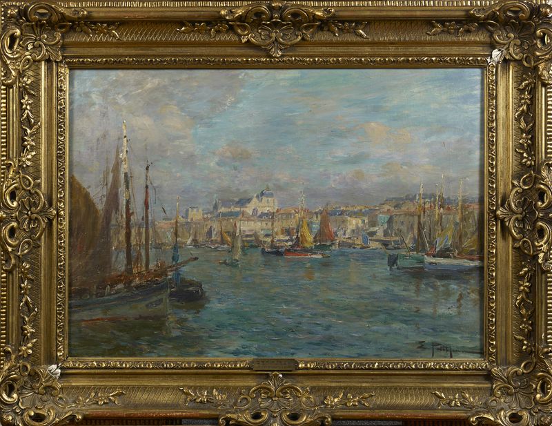 Edmond PETITJEAN (1844-1925) - Voiliers au port - Huile sur toile signée en bas à [...] - Image 3 of 4