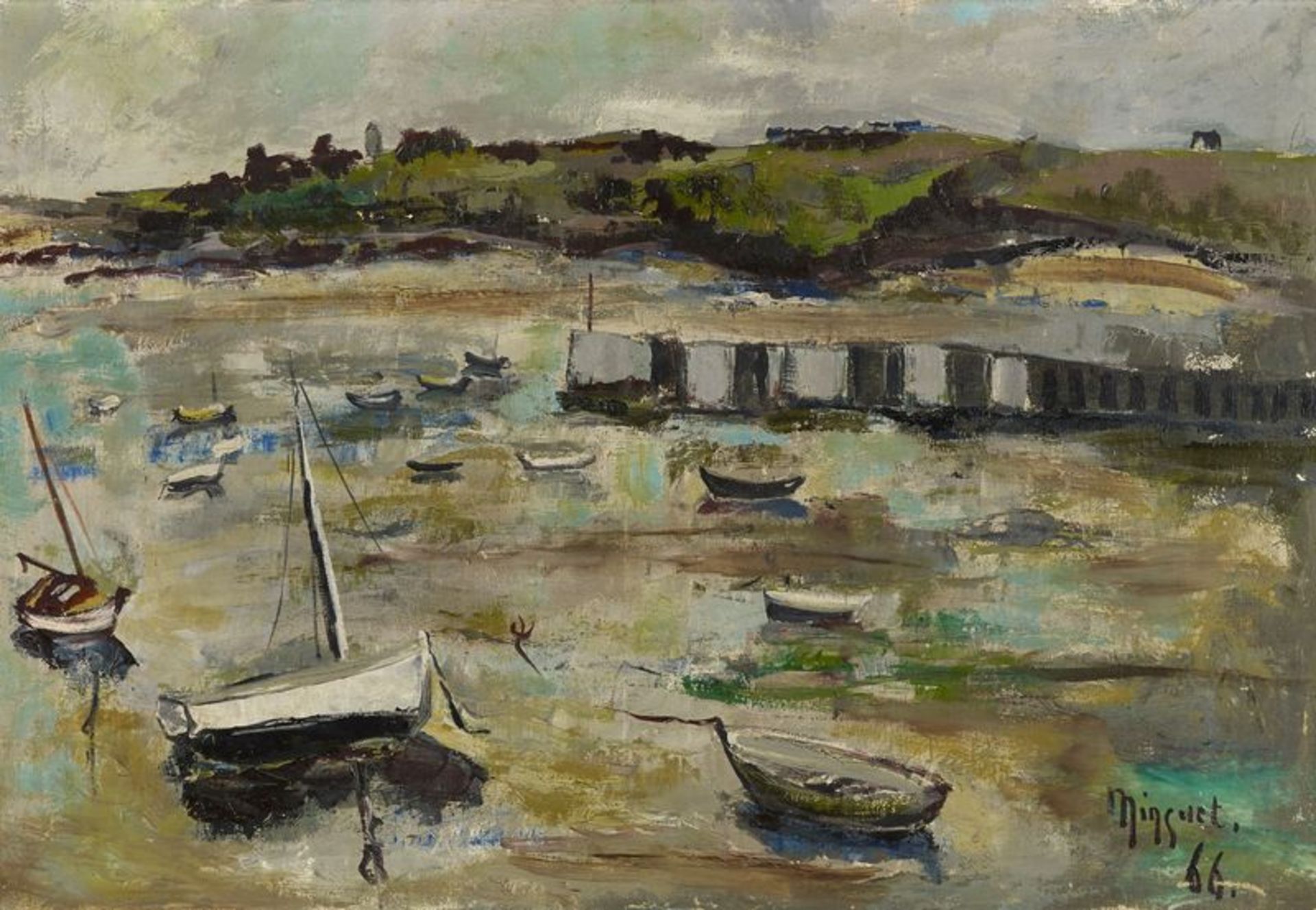Alexandre MINGUET (1937-1996) - Voiliers à marée basse - Huile sur toile en bas à [...] - Bild 2 aus 3
