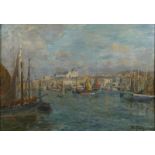 Edmond PETITJEAN (1844-1925) - Voiliers au port - Huile sur toile signée en bas à [...]