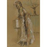 Antoine CALBET (1860-1944) - Jeune élégante - Pastel et crayon signé en bas à [...]