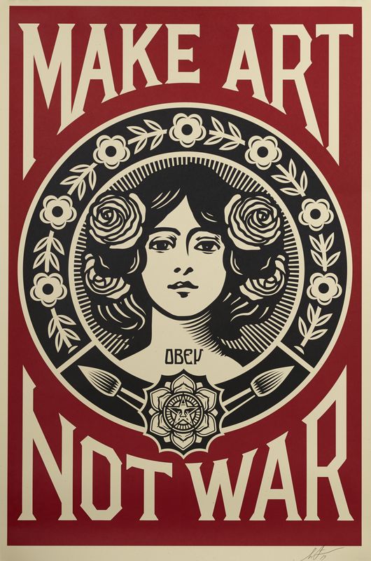 Shepard FAIREY dit OBEY (1970) - Make art no war - Sérigraphie - Signée au crayon - [...]